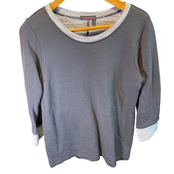Fresh Produce Soft Blue Round Neck 3/4 Sleeve Made in USA Top Sz 14 - Picture 1 of 11